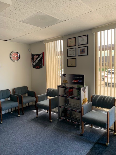 Waiting lounge looking toward the window blinds